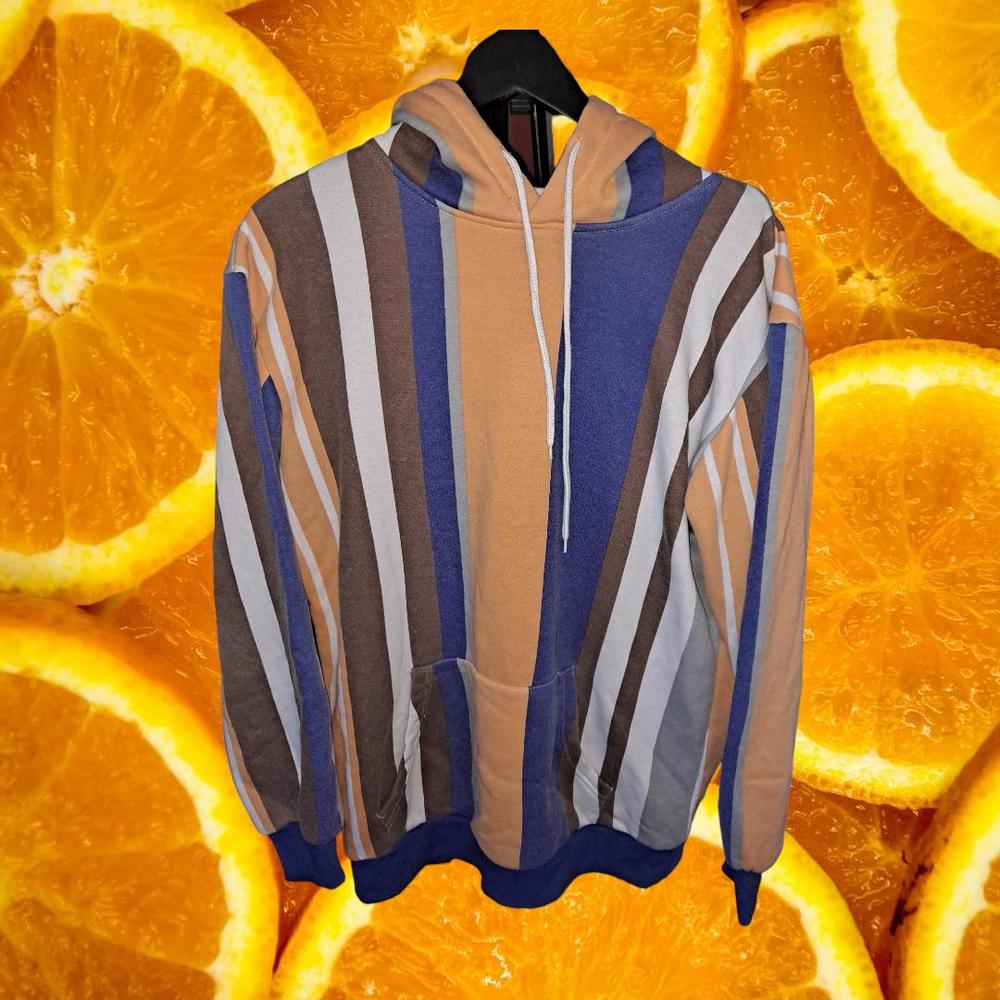 American Stitch Orange, Brown,‎ White and Blue Hooded Sweatshirt Size Small